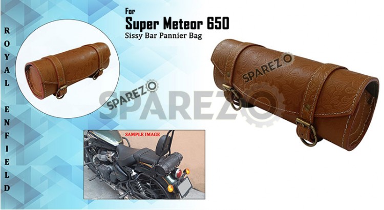 Royal Enfield Super Meteor 650 Engraved Leather Tools and Accessories Bag Brown - SPAREZO